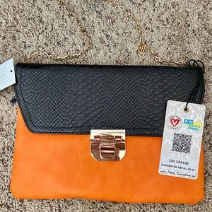 *Brand New* Leather orange & navy purse